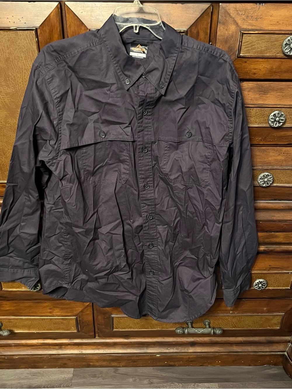 Ridgecut Toughwear Mens Long Sleeve Button Down Blue Shirt Size L NWT